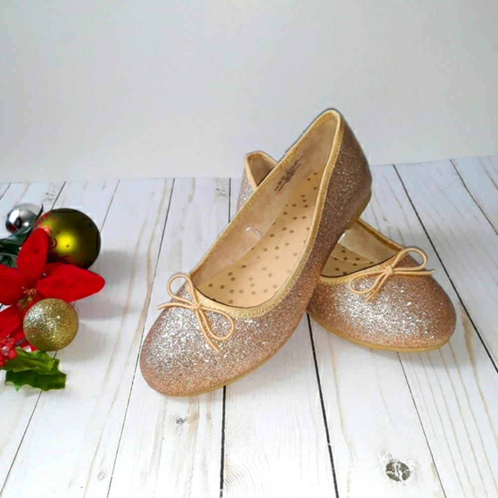 Girl's Cat and Jack Gold Glittery Ballet Flats